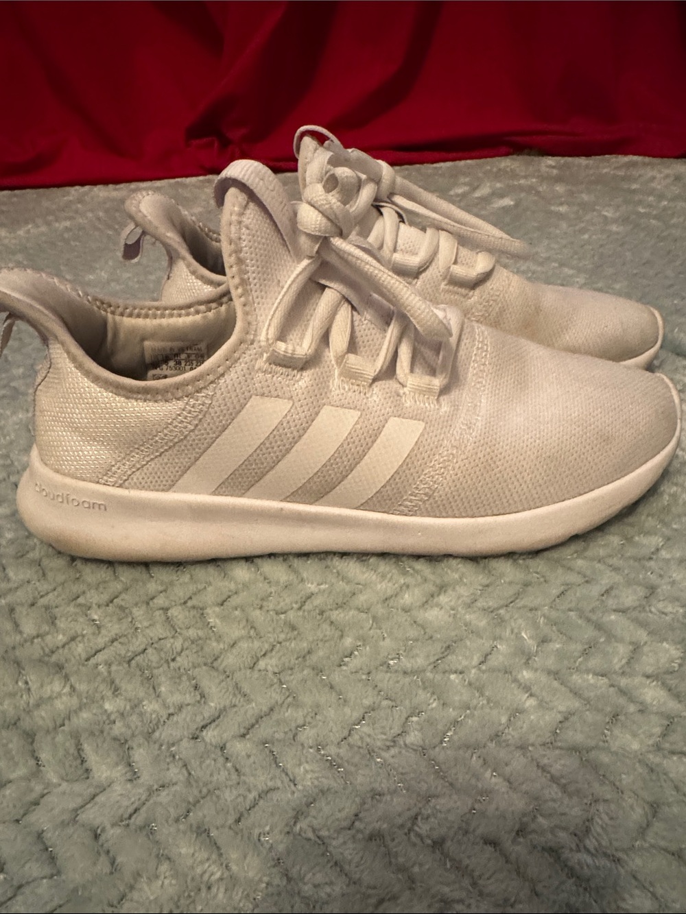 adidas White Knit Lace-Up Sneakers